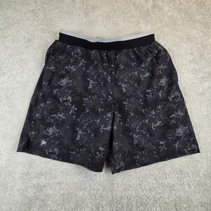 Fabletics Mens Fundamental Lined Shorts Black Digital Camo Athletic 7in Inseam